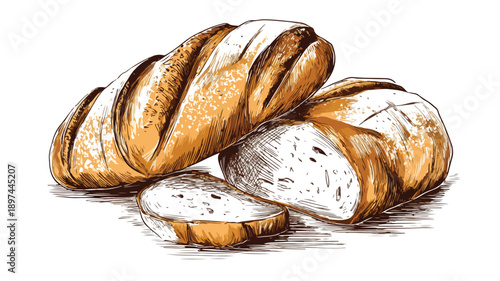 Bakery Bread Design Concept Vector with Outline Isolated