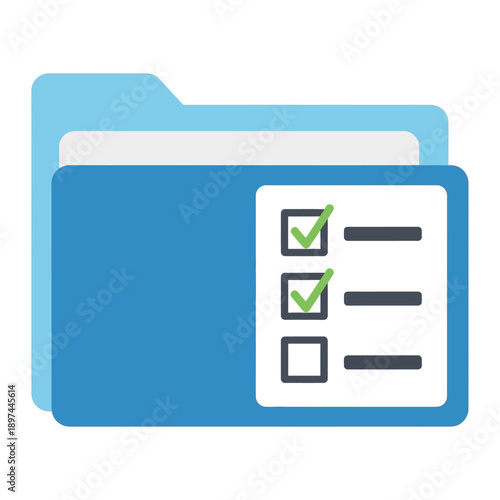 Blue Folder with Checklist and To-Do List Items.