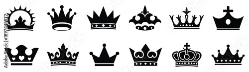 Crown icons set. Crown symbol collection. Vector illustration.