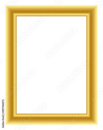 Bright yellow gold rectangular frame with clean edges, modern decorative border for photo, poster or certificate design