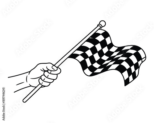 Referee soccer flag hand symbol vector, football officiating concept, sports game illustration for soccer matches.