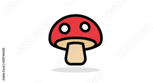 Cute Red Mushroom Cartoon Illustration
