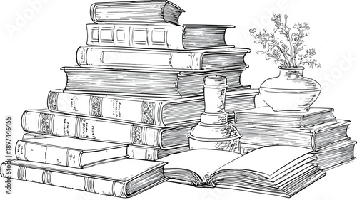 Creative Book Line Art Design Vector Art and Illustration for Professional Projects