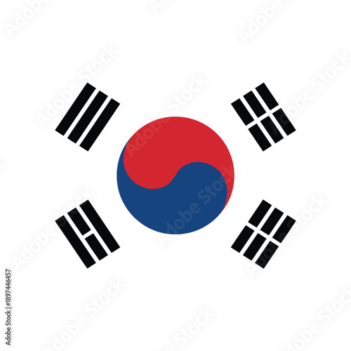 The national flag of south korea featuring a central taijitu symbol