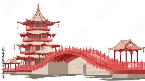 Breathtaking China Bridge Vector Design Detailed Illustration