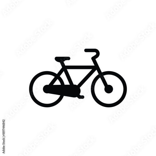 Simple black silhouette of a classic bicycle side view illustration