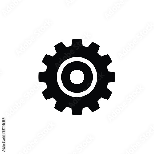 Simple black silhouette of a gear with a central hole