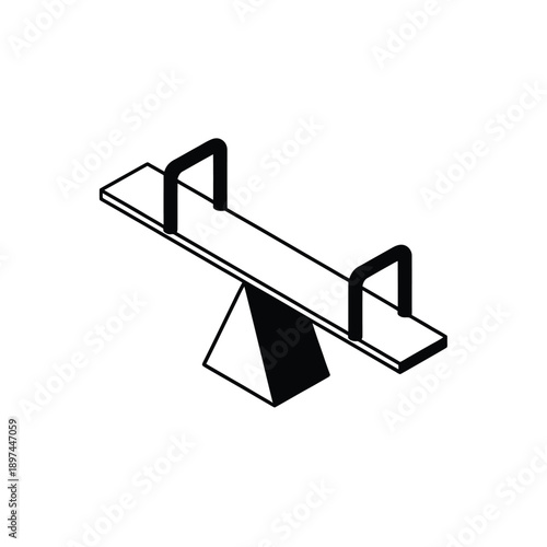Simple black and white illustration of a classic seesaw playground equipment