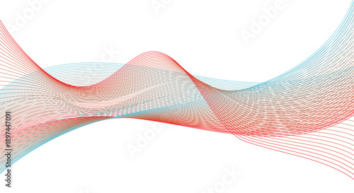 Abstract Wavy Lines Flowing Design, Red and Blue Smooth Curves, Modern Background Element