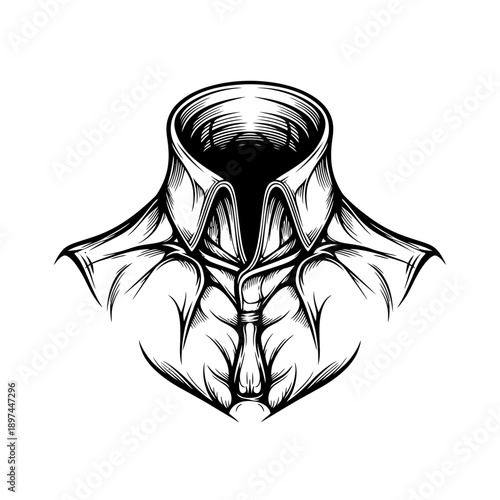 Elegant Shirt Collar and Chest Illustration.
