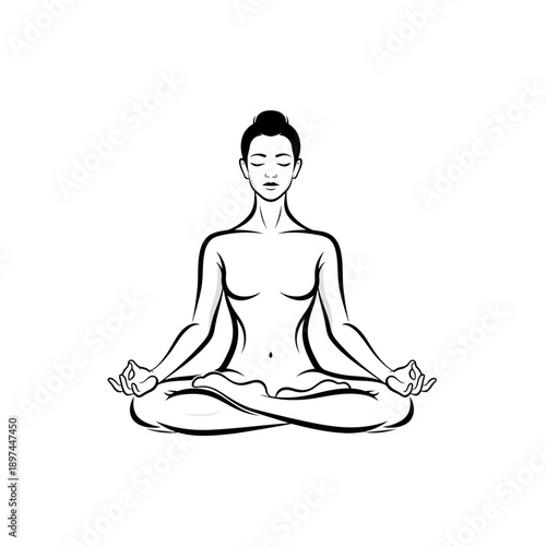 Meditating person in lotus position illustration.