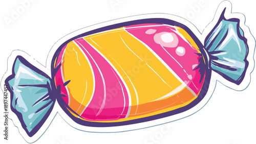 Colorful Candy Clip Art Vector Sticker Illustration, Perfect for Design Projects