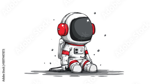 Creative Cartoon Astronaut on White Background for Design Projects