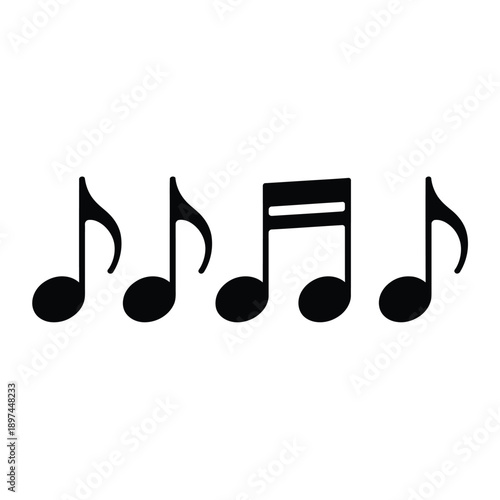 Simple musical notation A sequence of black notes on a white background