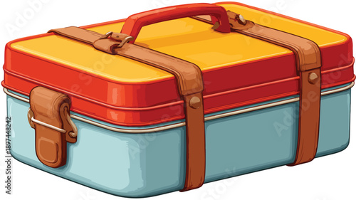 Professional Cartoon Tiffin Box Isolated on White Background Image