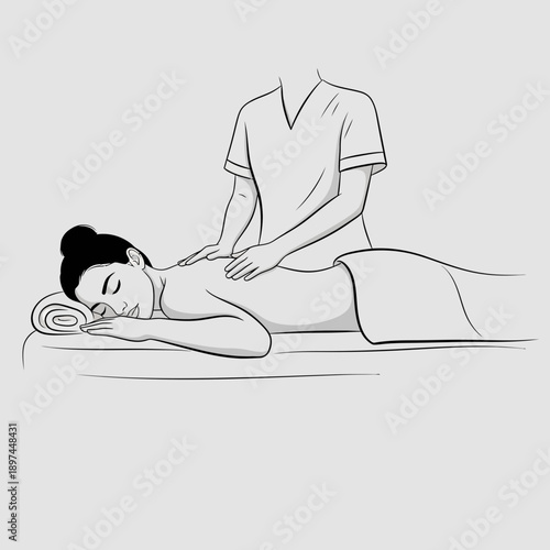 Woman Receiving a Relaxing Back Massage at Spa.