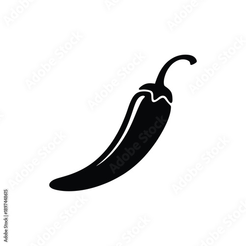 A simple black and white illustration of a single chili pepper