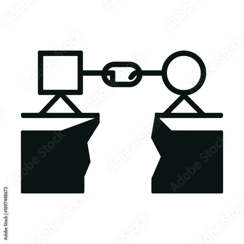 Business people with laptop and sign in modern office illustration