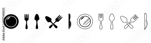Restaurant icon set. Hotel service icon.