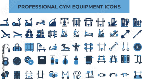 Professional Gym Equipment and Fitness Training Icons