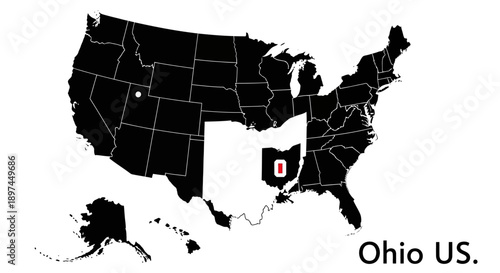 Ohio state map on USA background
