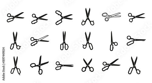 Scissors collection, hand-drawn vector icons