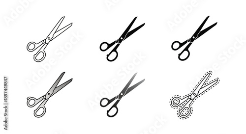 Scissors collection. Cutting tool set vector.