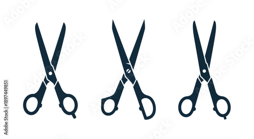 Scissors icons set. Haircut and craft concept