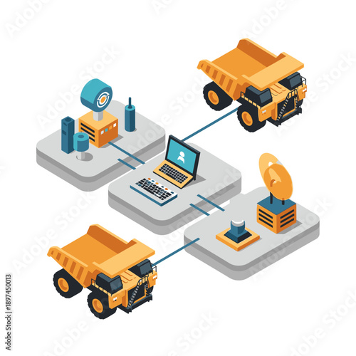 Mining Industry Technology and Machinery Illustration.