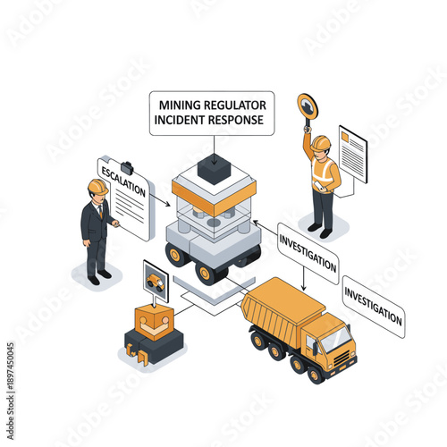 Mining Industry Technology and Machinery Illustration.