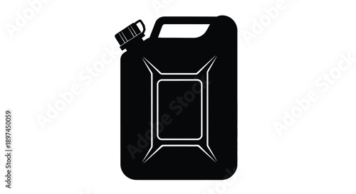 Simple black and white illustration of a plastic gasoline can with a cap