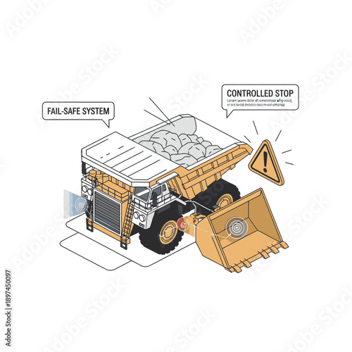 Mining Industry Technology and Machinery Illustration.