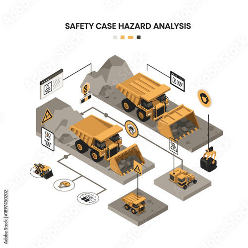 Mining Industry Technology and Machinery Illustration.
