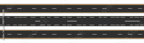 Street and highway road vector set, top view road icons, race track silhouettes, flat vector illustration on white background.