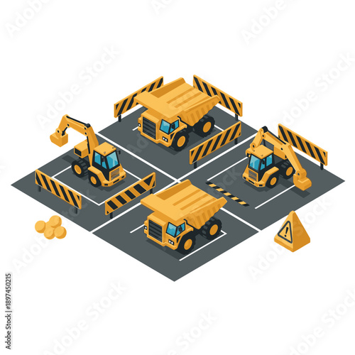 Mining Industry Technology and Machinery Illustration.