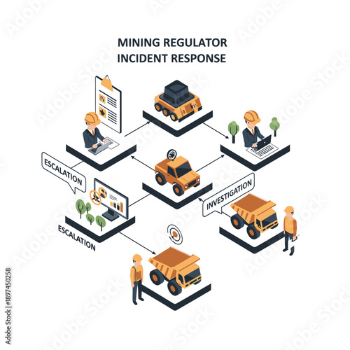 Mining Industry Technology and Machinery Illustration.