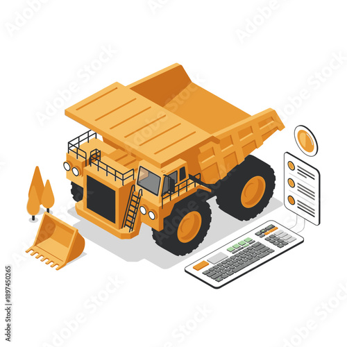Mining Industry Technology and Machinery Illustration.