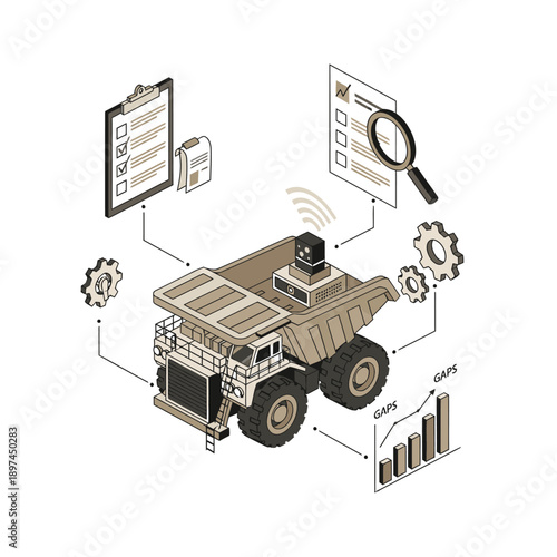 Mining Industry Technology and Machinery Illustration.