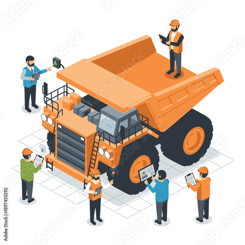Mining Industry Technology and Machinery Illustration.