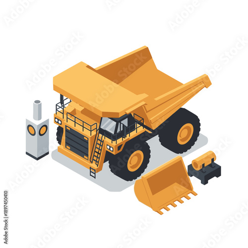 Mining Industry Technology and Machinery Illustration.