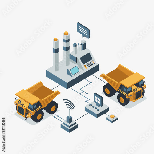 Mining Industry Technology and Machinery Illustration.