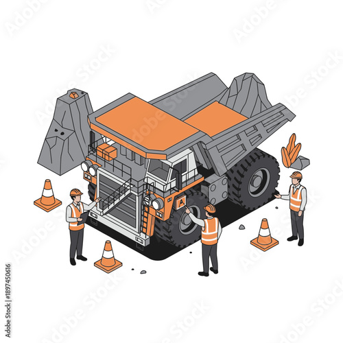 Mining Industry Technology and Machinery Illustration.
