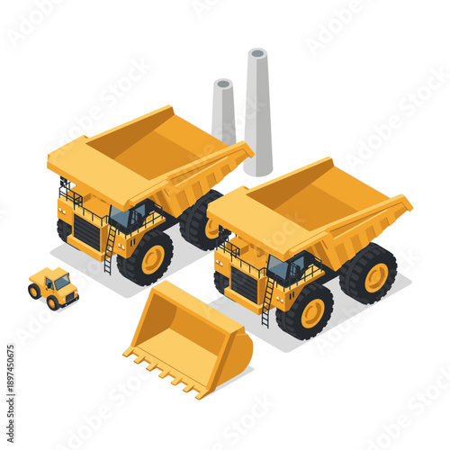 Mining Industry Technology and Machinery Illustration.