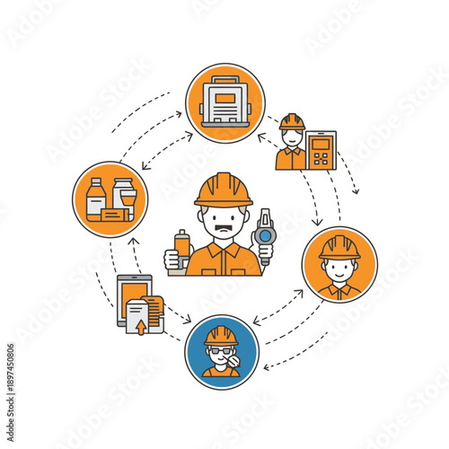 Mining Industry Technology and Machinery Illustration.