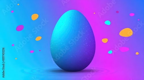 Abstract Blue Egg with Colorful Sparkles
