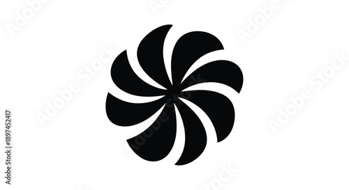 Abstract black floral or swirl design on a plain white background