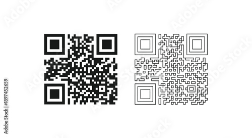 Two quick response codes one black and one white variation