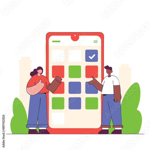 Calendar App Management Illustration Scheduling Planning Event Reminder Vector