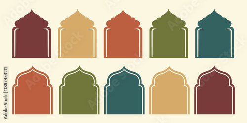 Minimal Islamic Arch Shapes Set in Earth Tone Colors