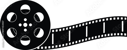 Film reel and film strip cinema, movies, and video production. 